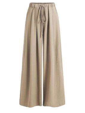 Cider Wide Leg Drawstring Pants in Beige